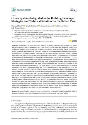 Green Systems Integrated to the Building Envelope: Strategies and Technical Solution for the Italian Case