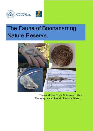 The Fauna of Boonanarring Nature Reserve
