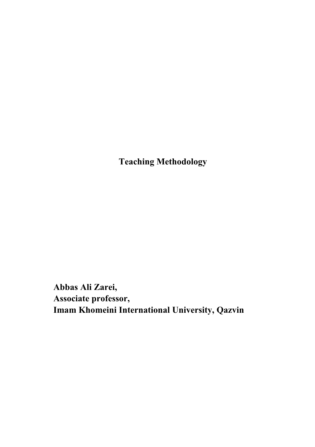 Teaching Methodology