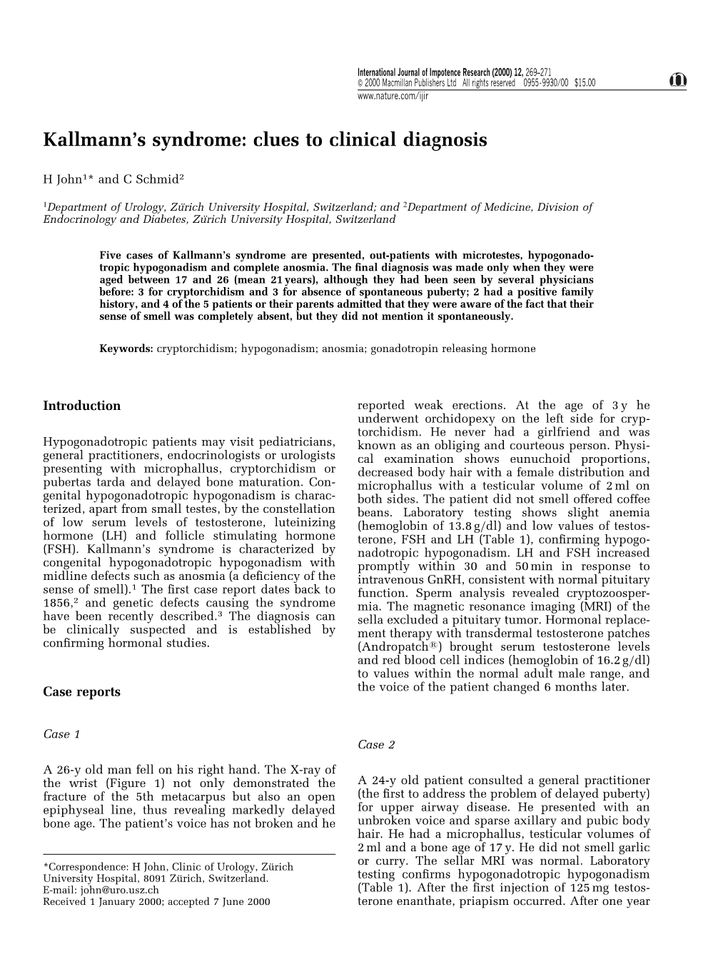 Kallmann's Syndrome: Clues to Clinical Diagnosis