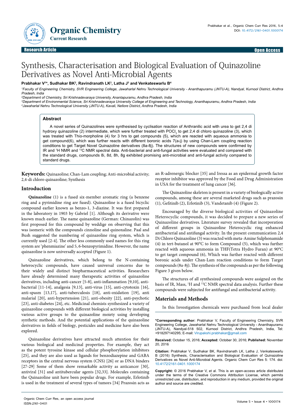 Synthesis, Characterisation and Biological Evaluation Of