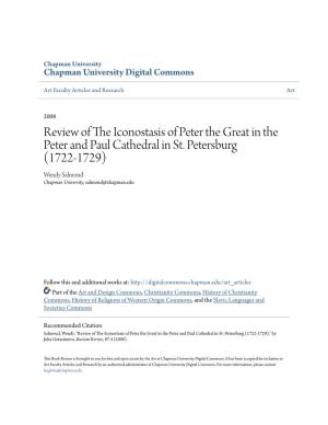 Review of the Iconostasis of Peter the Great in the Peter and Paul