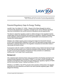 Potential Regulatory Gaps in Energy Trading