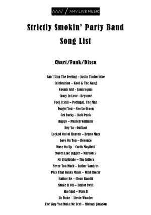 Strictly Smokin' Party Band Song List