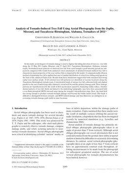 Analysis of Tornado-Induced Tree Fall Using Aerial Photography from the Joplin, Missouri, and Tuscaloosa–Birmingham, Alabama, Tornadoes of 2011*