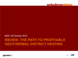Riehen: the Path to Profitable Geothermal District Heating
