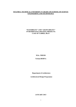 Flexibility” and “Adaptability” in Residential Housing Projects: Case of Tabriz, Iran