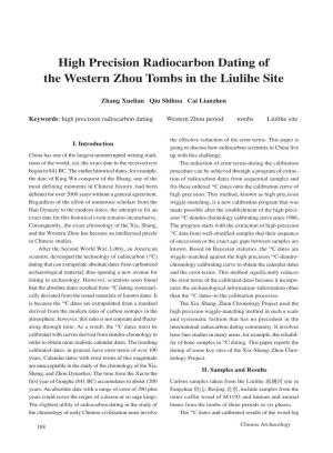 High Precision Radiocarbon Dating of the Western Zhou Tombs in the Liulihe Site