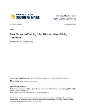 State Normal and Training School Gorham Maine Catalog 1881-1882