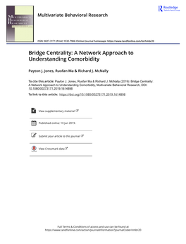 Bridge Centrality: a Network Approach to Understanding Comorbidity