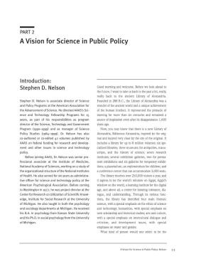 A Vision for Science in Public Policy