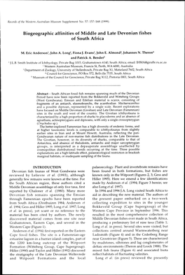 Biogeographic Affinities of Middle and Late Devonian Fishes of South Africa