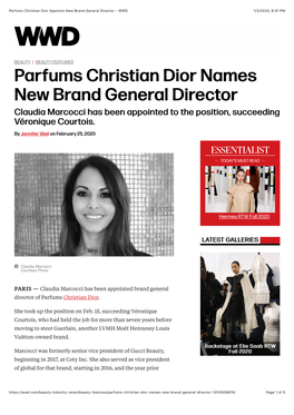 Parfums Christian Dior Appoints New Brand General Director – WWD 1/3/2020, 8:31 PM