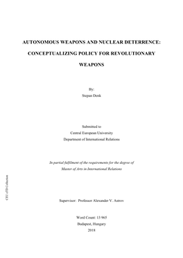 Autonomous Weapons and Nuclear Deterrence: Conceptualizing Policy for Revolutionary Weapons