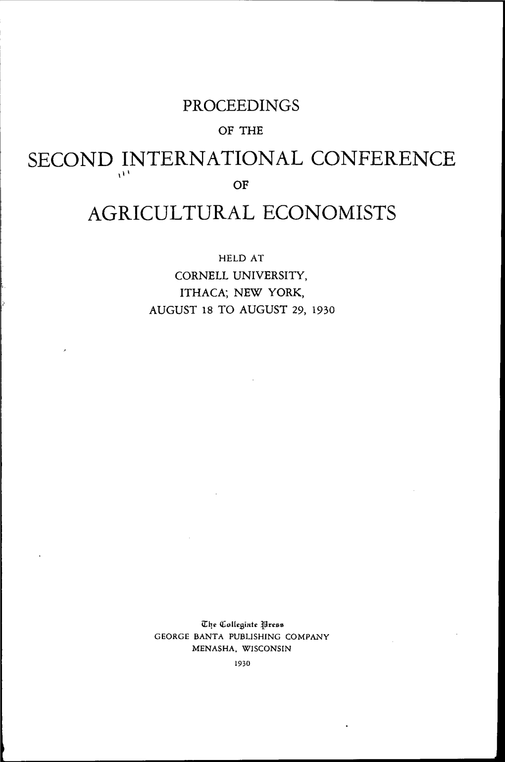 Second International Conference Agricultural