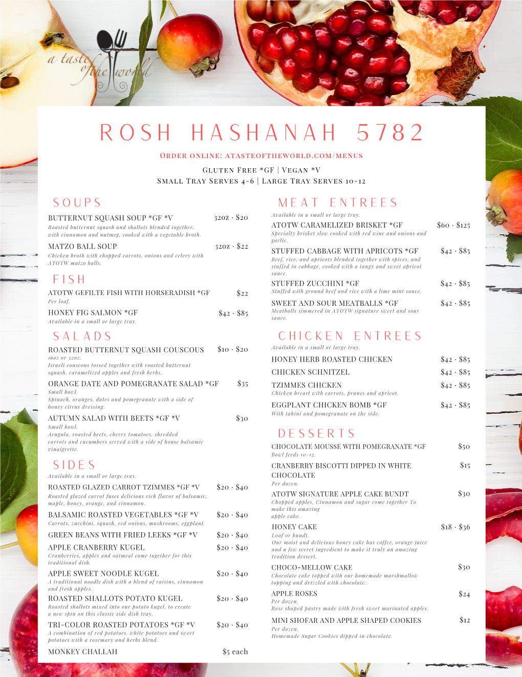 ATOTW Rosh Hashanah Menu