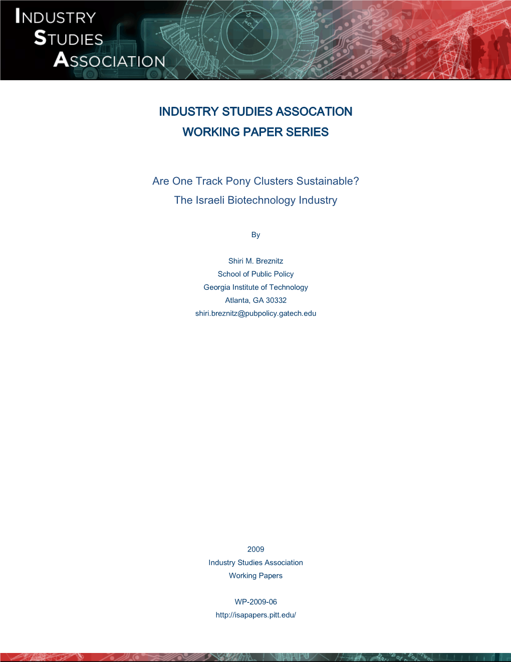 Industry Studies Assocation Working Paper Series
