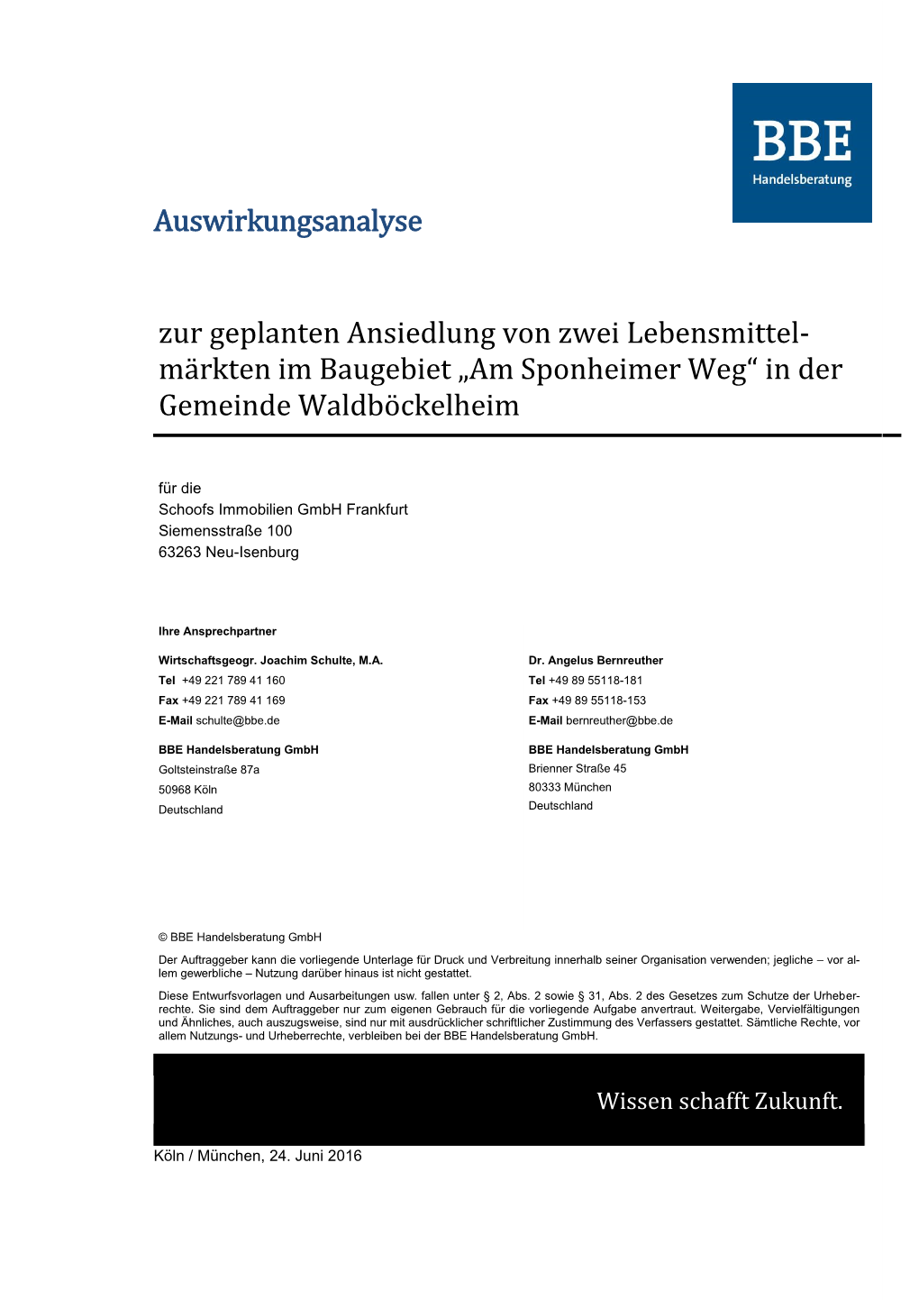 Auswirkungsanalyse Zur Geplanten Ansiedlung Von Zwei Lebensmittel