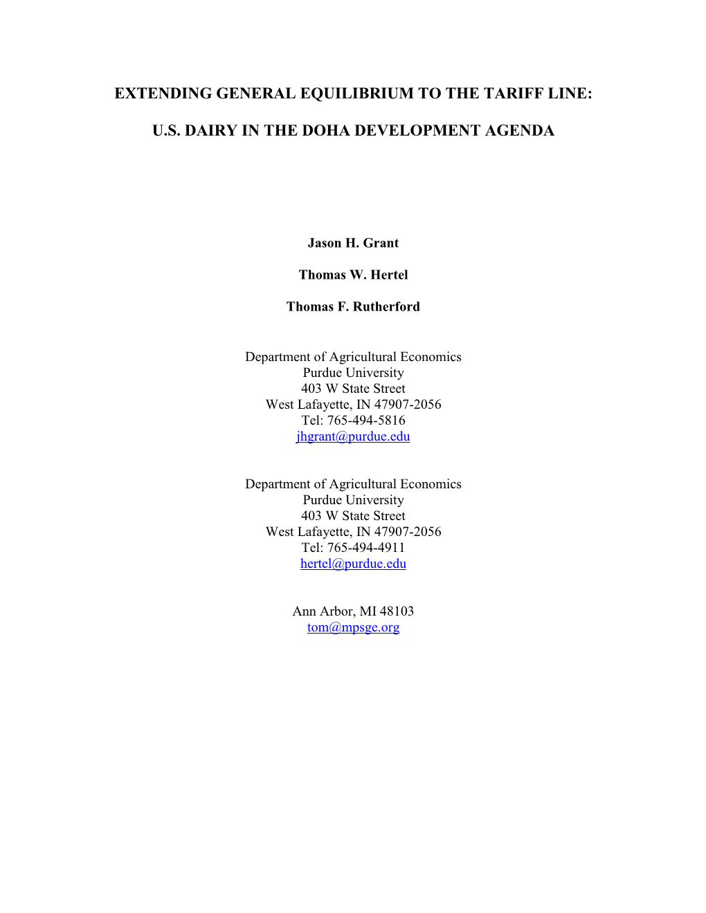 Extending General Equilibrium to the Tariff Line