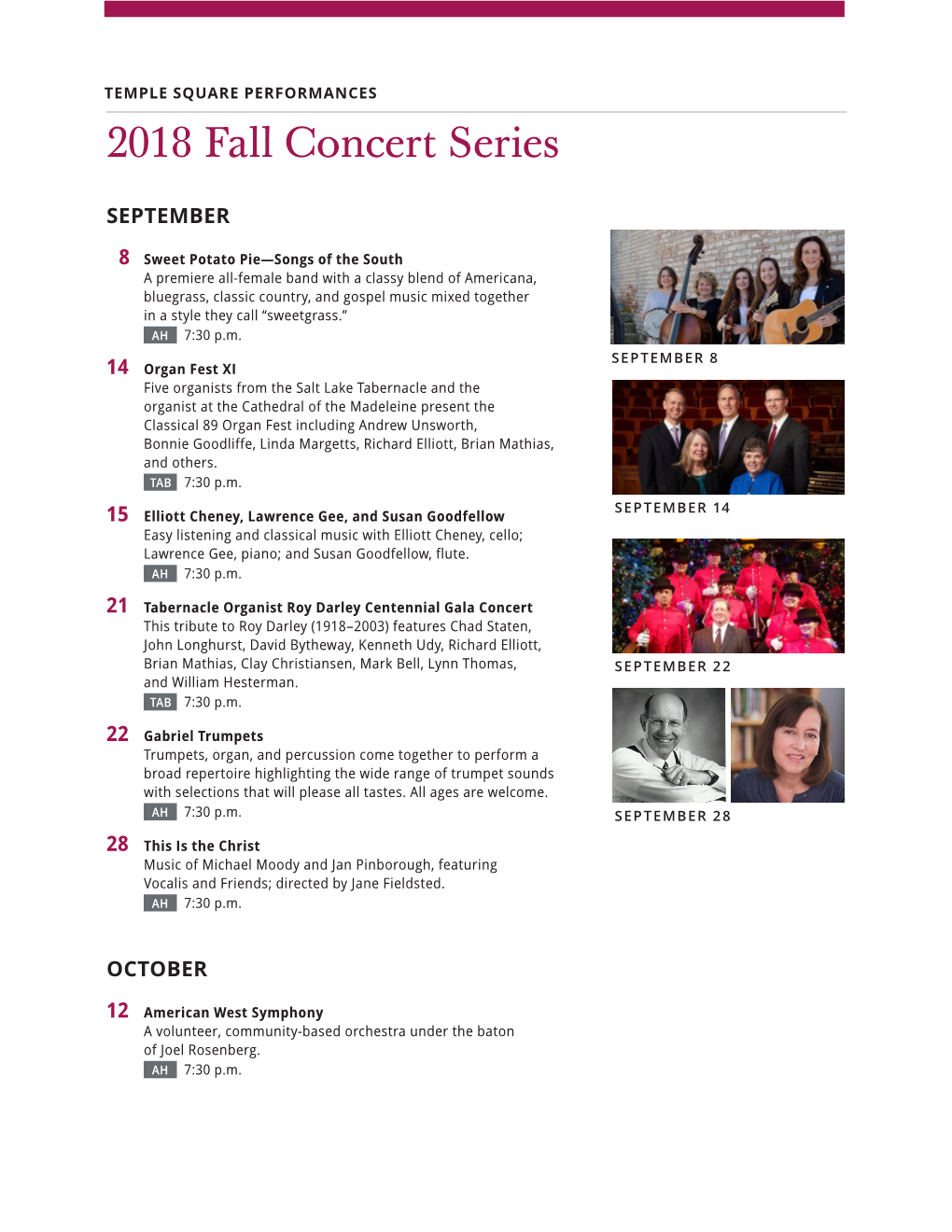 2018 Fall Concert Series