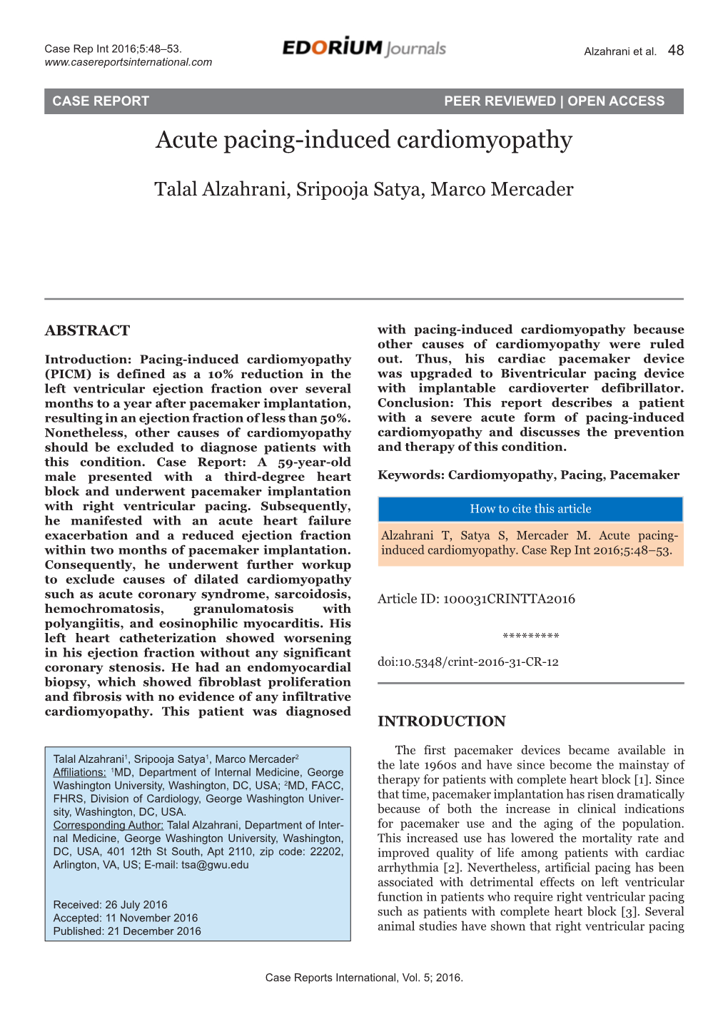 Acute Pacing-Induced Cardiomyopathy