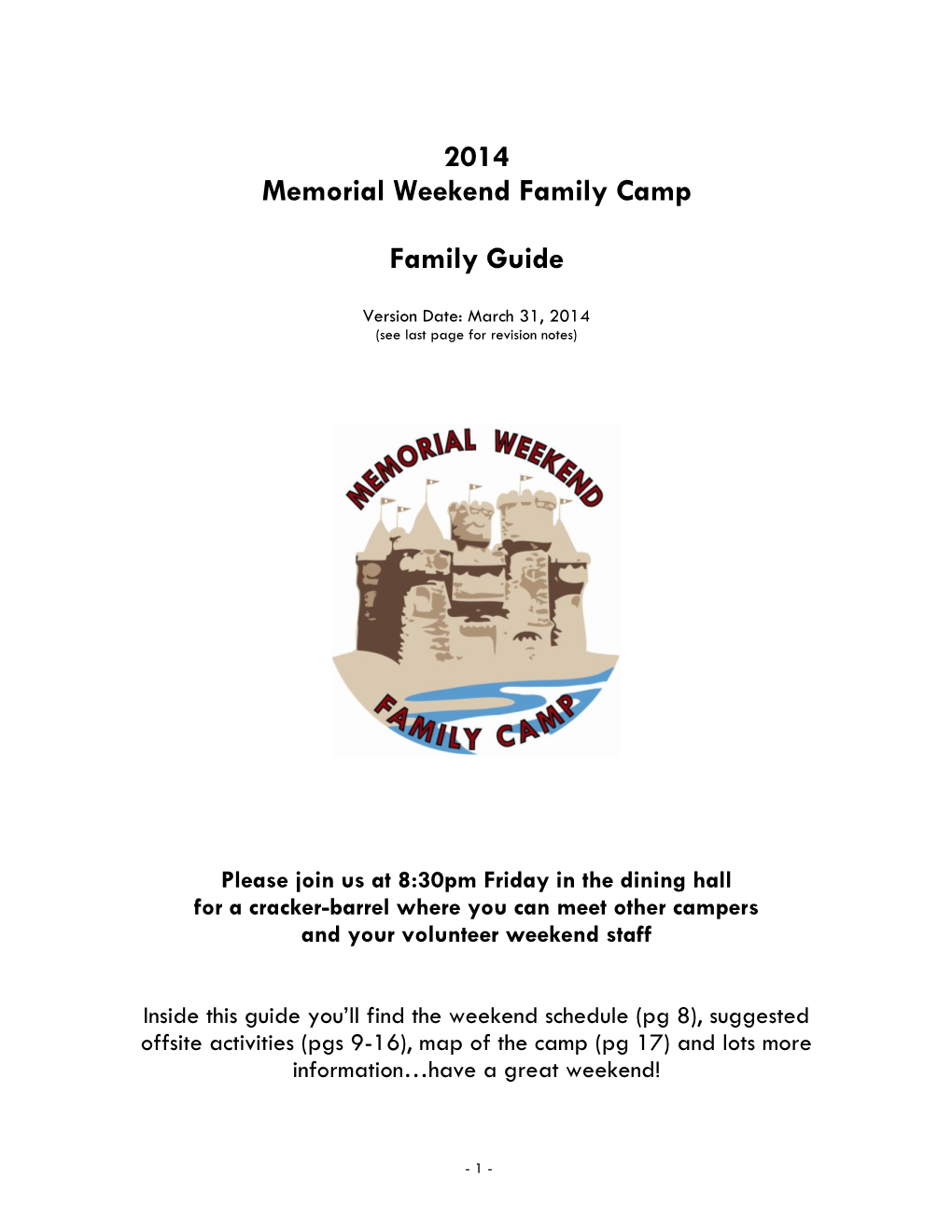 2014 Memorial Weekend Family Camp Family Guide