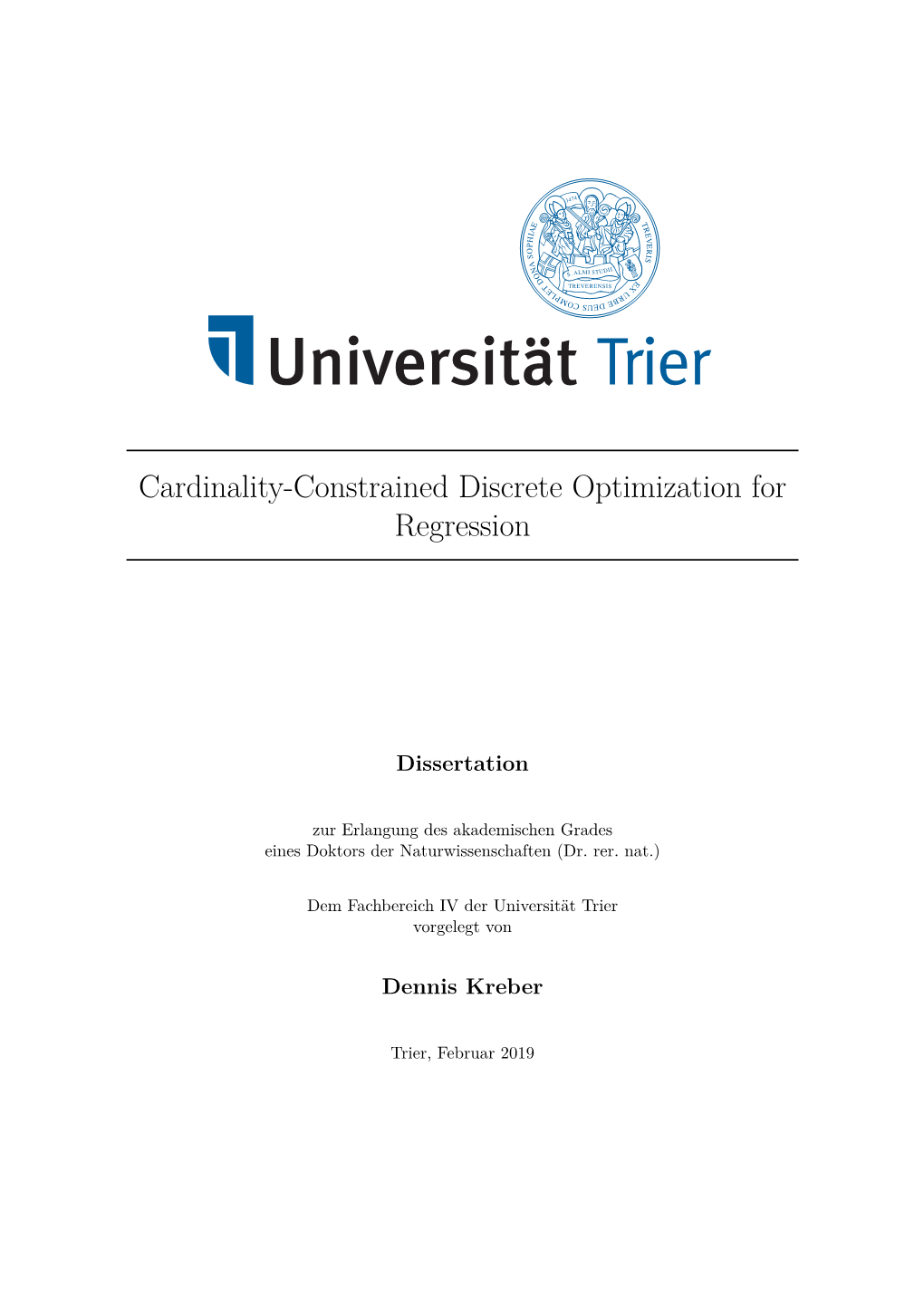 Cardinality-Constrained Discrete Optimization for Regression