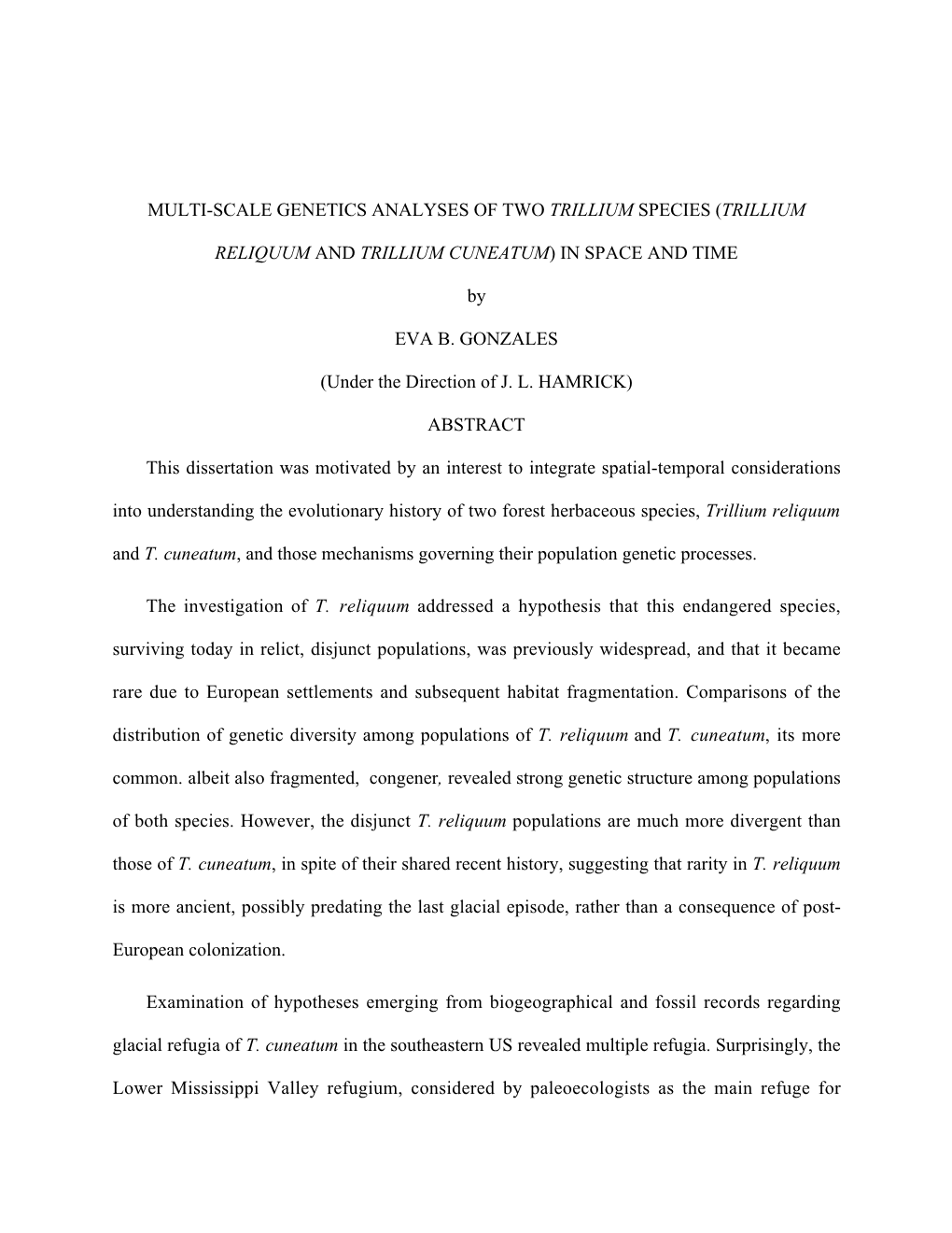 Multi-Scale Genetics Analyses of Two Trillium Species (Trillium