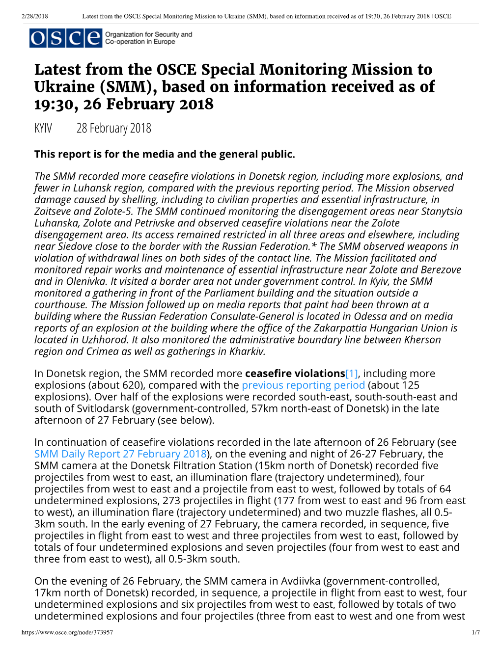 Late T from the O C Pecial Monitoring Mi Ion to Ukraine ( MM