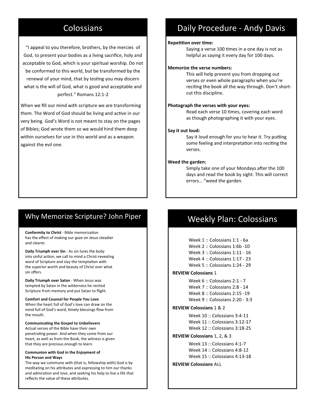 Colossians Daily Procedure - Andy Davis