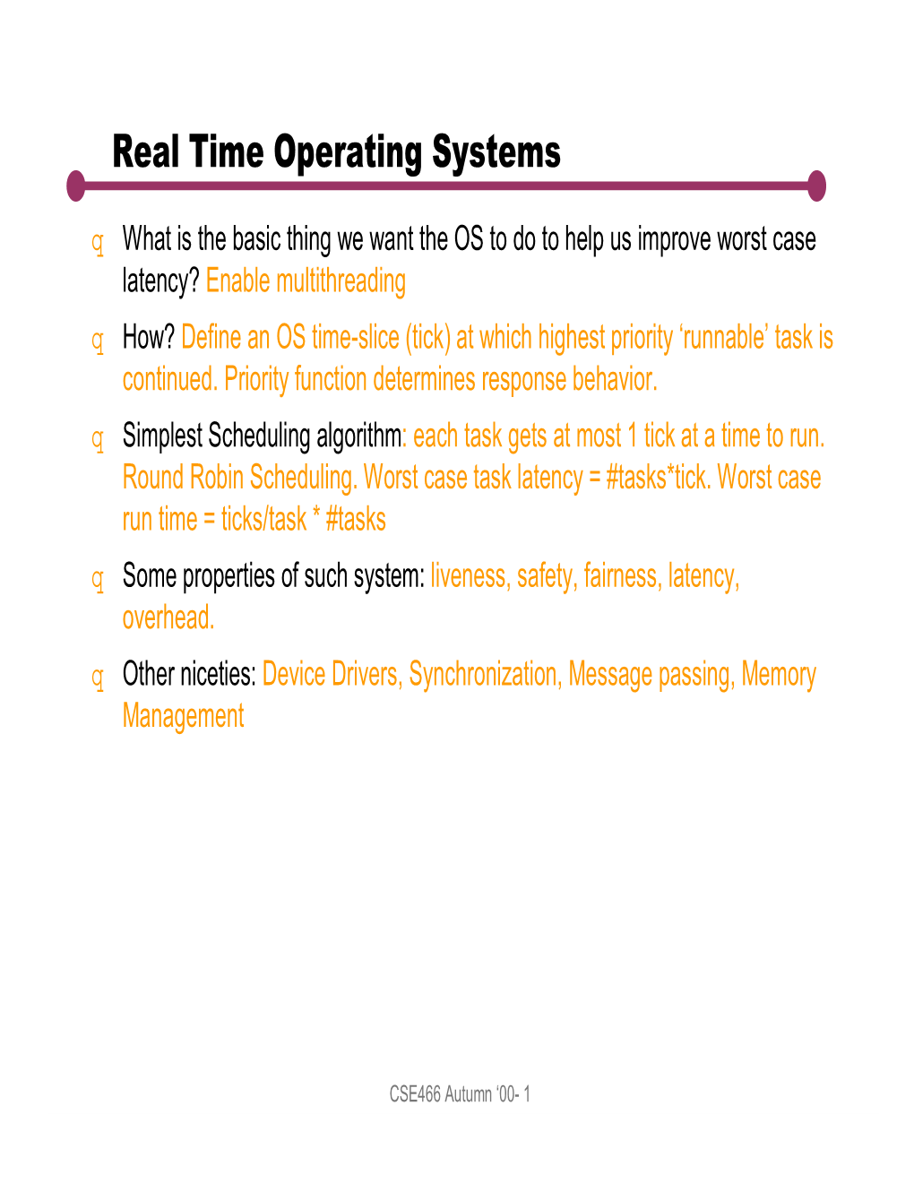 Embedded (Real Time) Operating Systems