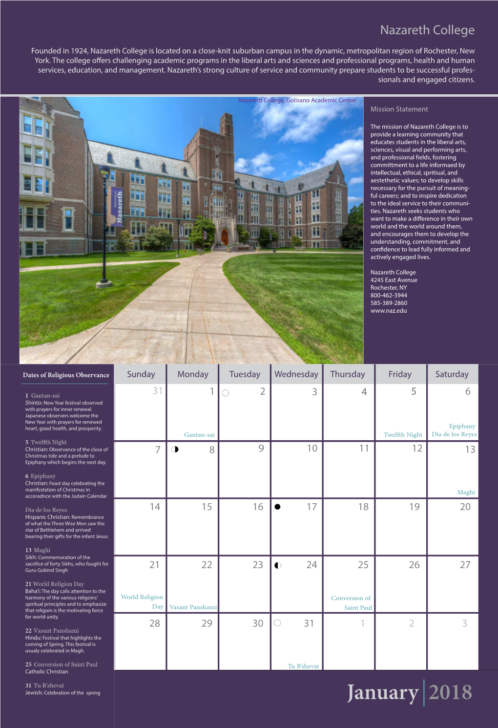 2018 Interfaith Calendar