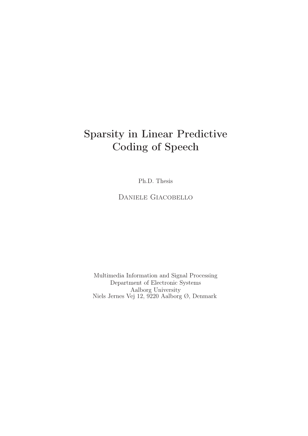 Sparsity in Linear Predictive Coding of Speech