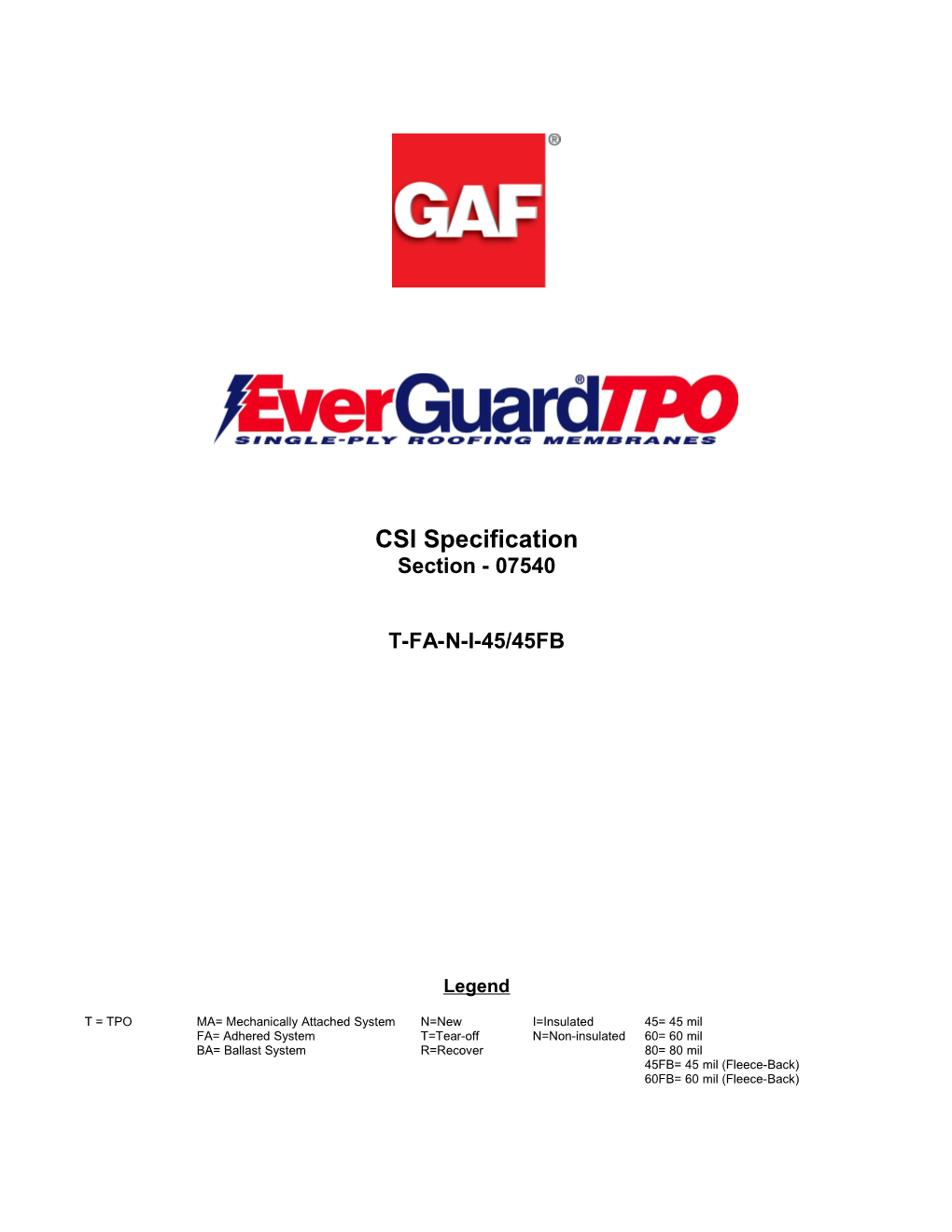 Gaf Everguard Tpo Specification