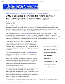 2012 a Great Leap Forward for 'Third Parties'? | the Bloomington Alternative