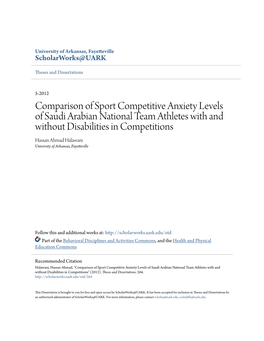 Comparison of Sport Competitive Anxiety Levels of Saudi Arabian