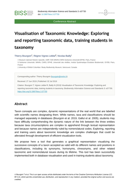 Exploring and Reporting Taxonomic Data, Training Students in Taxonomy