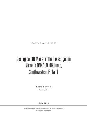 Geological 3D Model of the Investigation Niche in ONKALO, Olkiluoto, Southwestern Finland