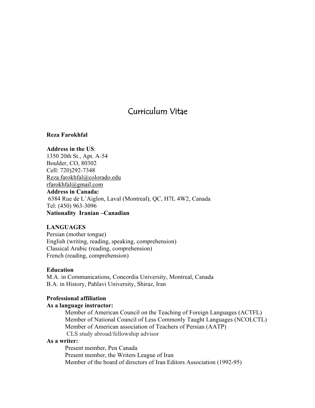 Curriculum Vitae