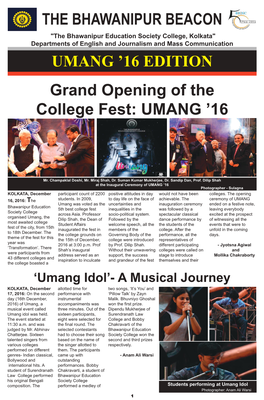 16 EDITION Grand Opening of the College Fest: UMANG ’16