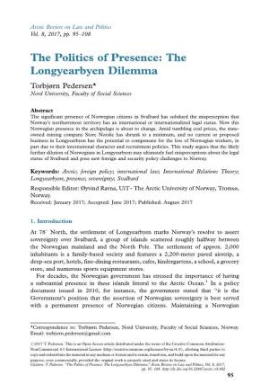 The Longyearbyen Dilemma Torbjørn Pedersen* Nord University, Faculty of Social Sciences
