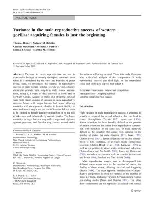 Variance in the Male Reproductive Success of Western Gorillas: Acquiring Females Is Just the Beginning