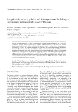 Analysis of the Zircon Population and Sr-Isotope Data of the Paleogene Igneous Rocks from Kyustendil Area, SW Bulgaria