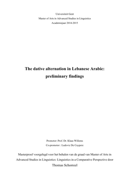 The Dative Alternation in Lebanese Arabic: Preliminary Findings