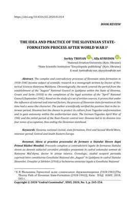 The Idea and Practice of the Slovenian State-Formation Process
