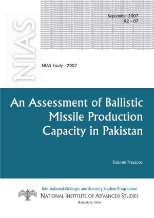 An Assessment of Ballistic Missile Production Capacity in Pakistan