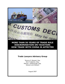 More Than 50 Years of Trade Rule Discrimination on Taxation: How Trade with China Is Affected