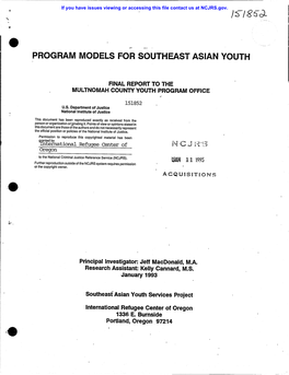 • Program Models for Southeast Asian Youth