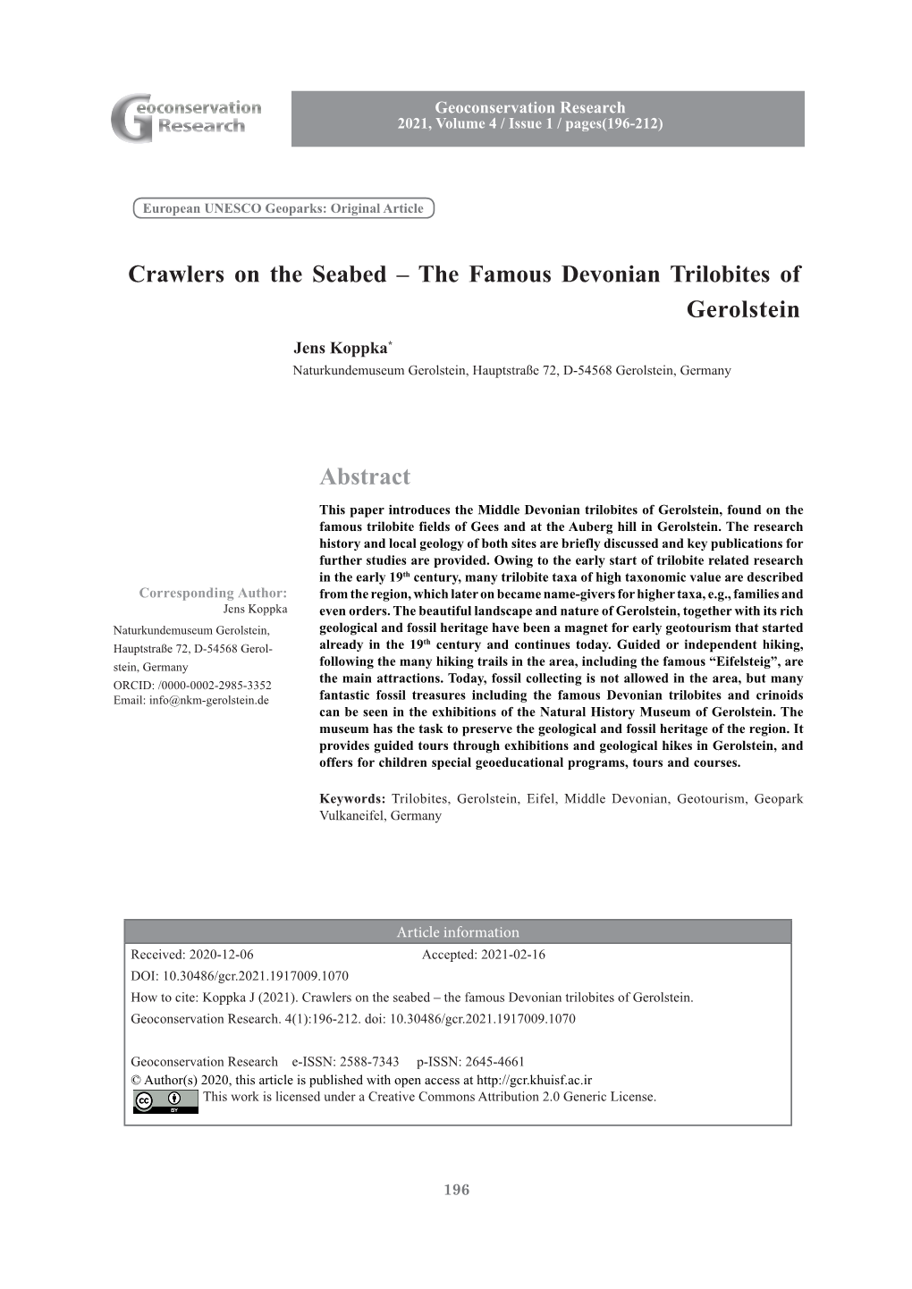 The Famous Devonian Trilobites of Gerolstein