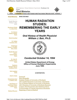 Human Radiation Studies